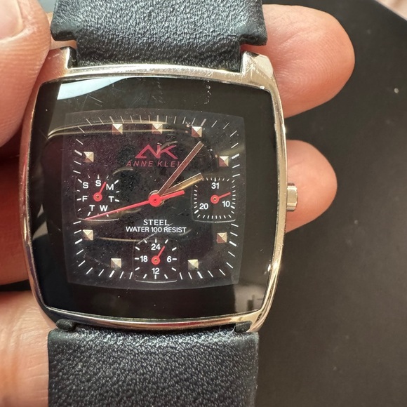 AK Anne Klein Multifunction Watch — Black Leather, Square Case (10/5321) - Picture 7 of 10